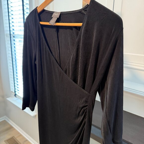 ✨ Travelers by Chico’s Black Wrap Dress – Size 1 (Medium) ✨ - Picture 2 of 6